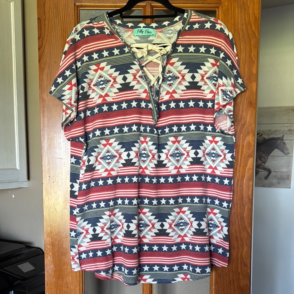Filly Flair Pink Short Sleeve Graphic Blouse